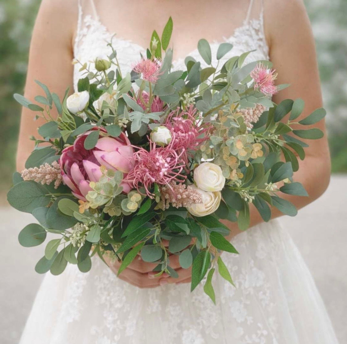 Blush Protea Wedding Bouquet Set