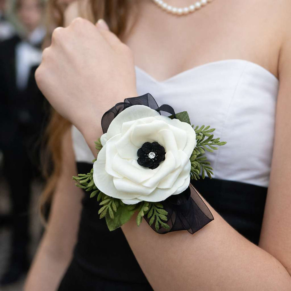 Black And White Composite Wrist Corsage