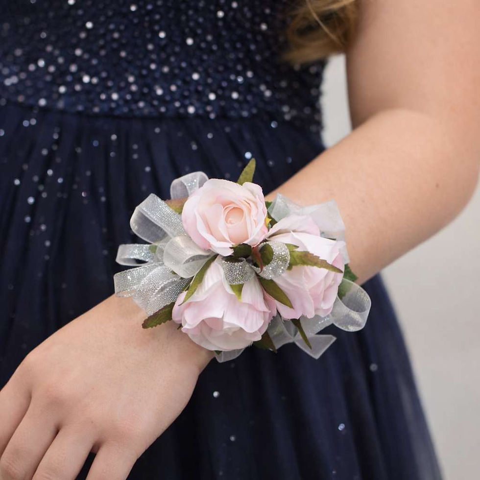 Thumbnail: Silver And Pink Rose Corsage
