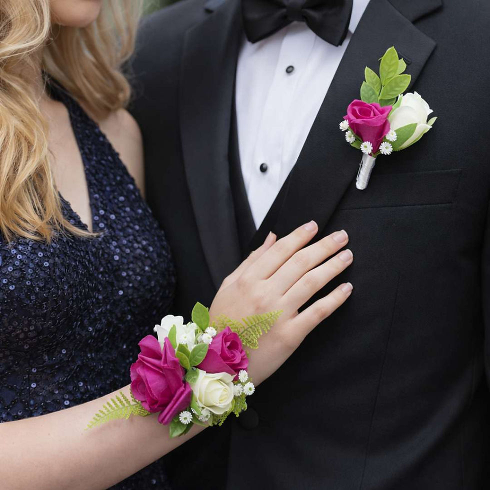 Magenta Rose Wrist Corsage Set