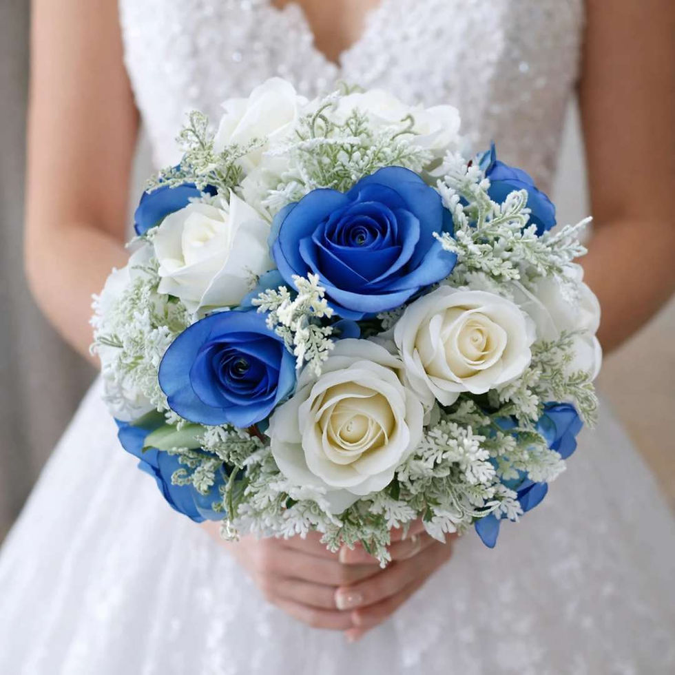 Thumbnail: Blue And White Rose Wedding Bouquet