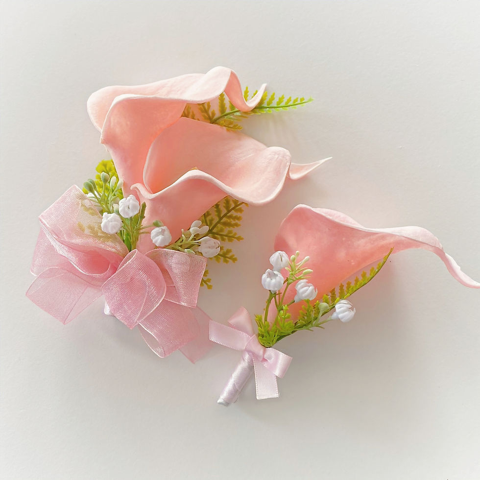 Pink Calla Lily Wrist Corsage Set