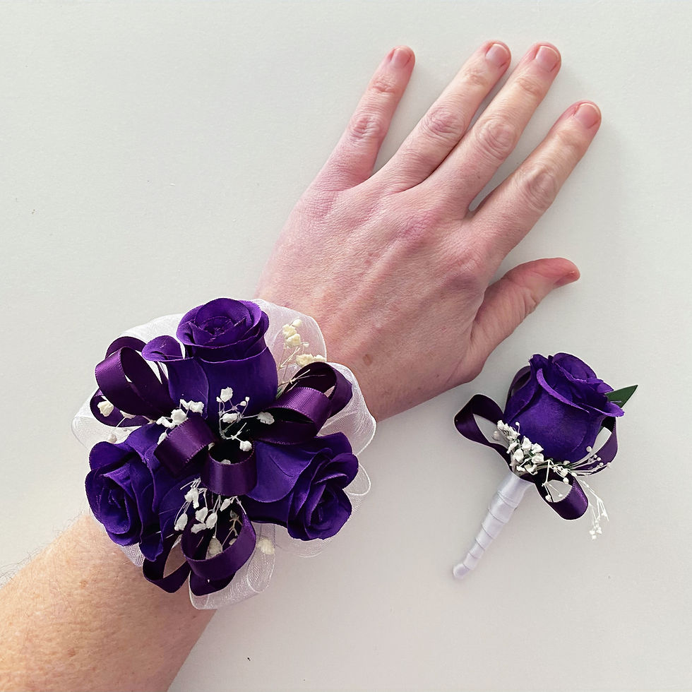 Thumbnail: Purple Rose with White Corsage Set