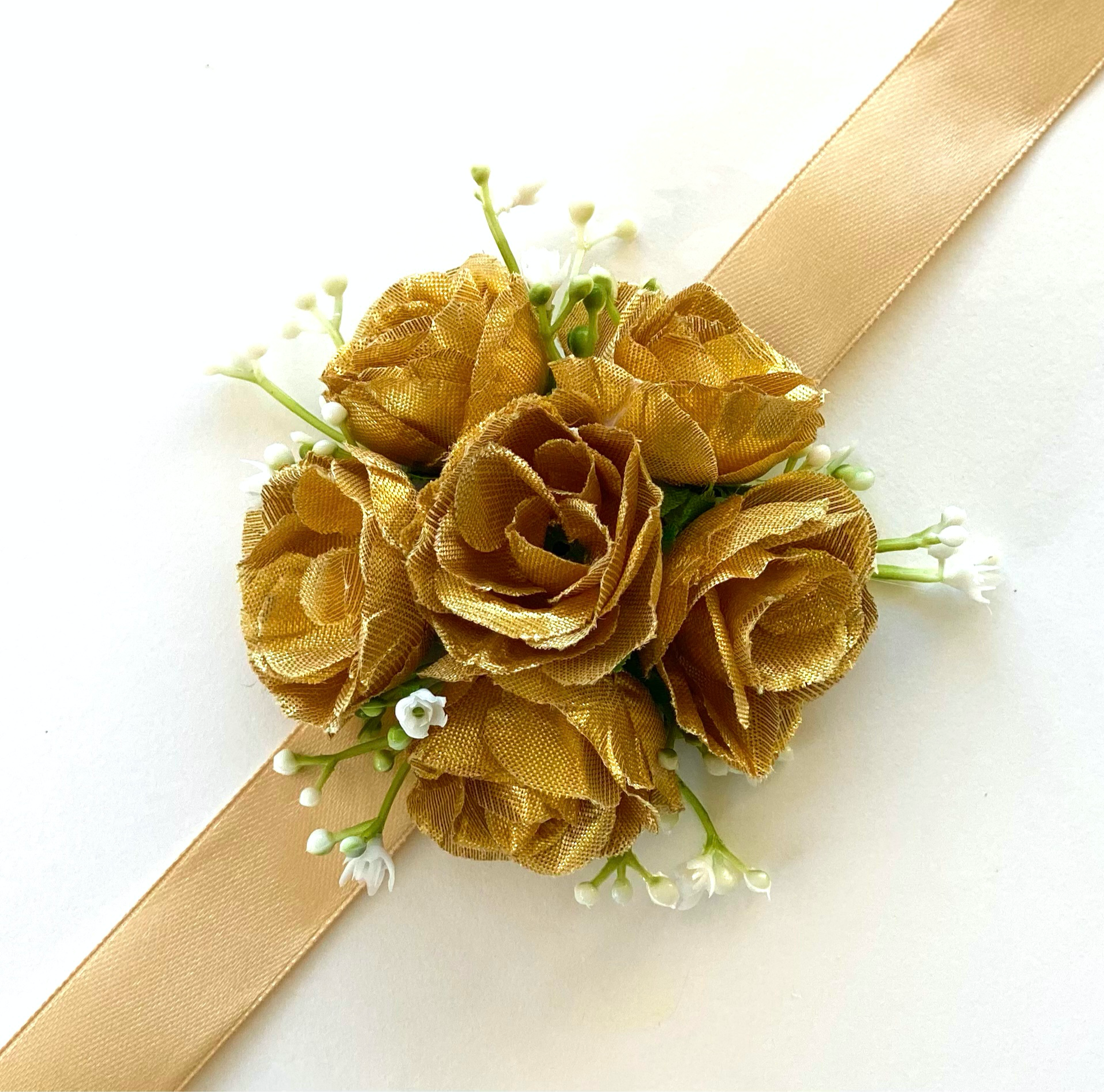 Gold Spray Rose Wrist Corsage