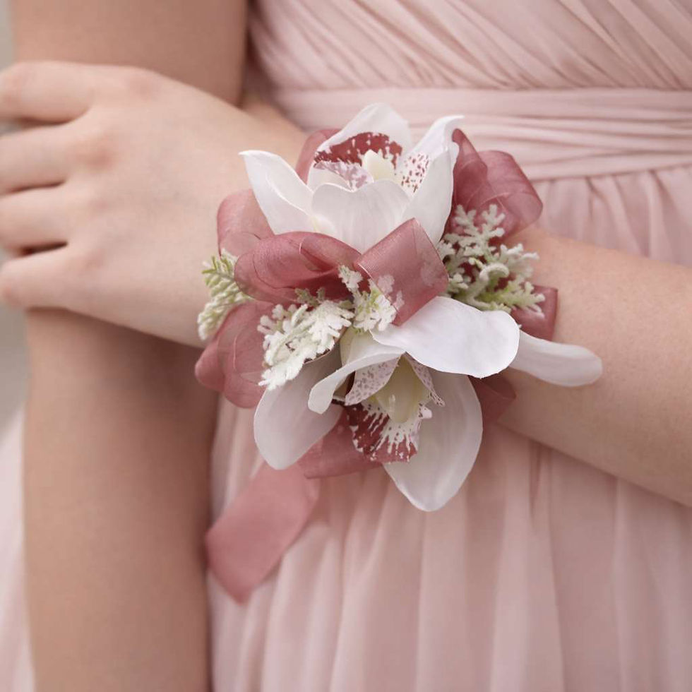 Pink And White Wrist Corsage