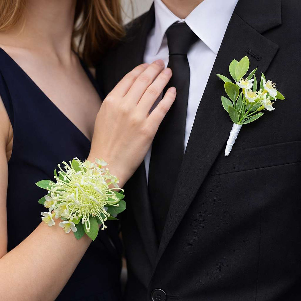 Thumbnail: Native Pincushion Corsage And Buttonhole