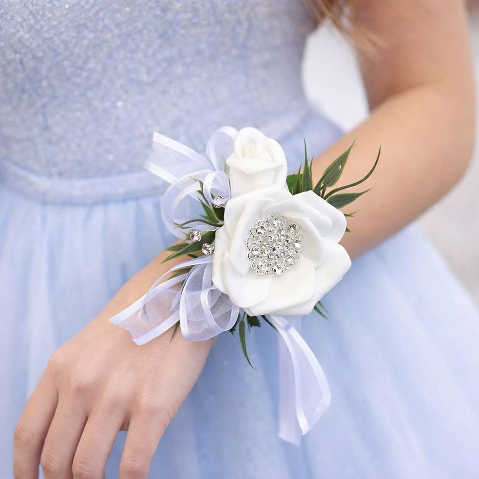 Diamond White Rose Wrist Corsage