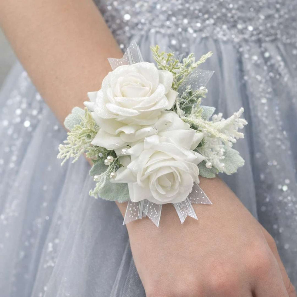 White Rose And Pearl Wrist Corsage