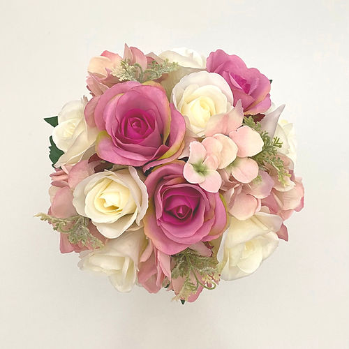 Pink & White Rose, Hydrangea Wedding Bouquet