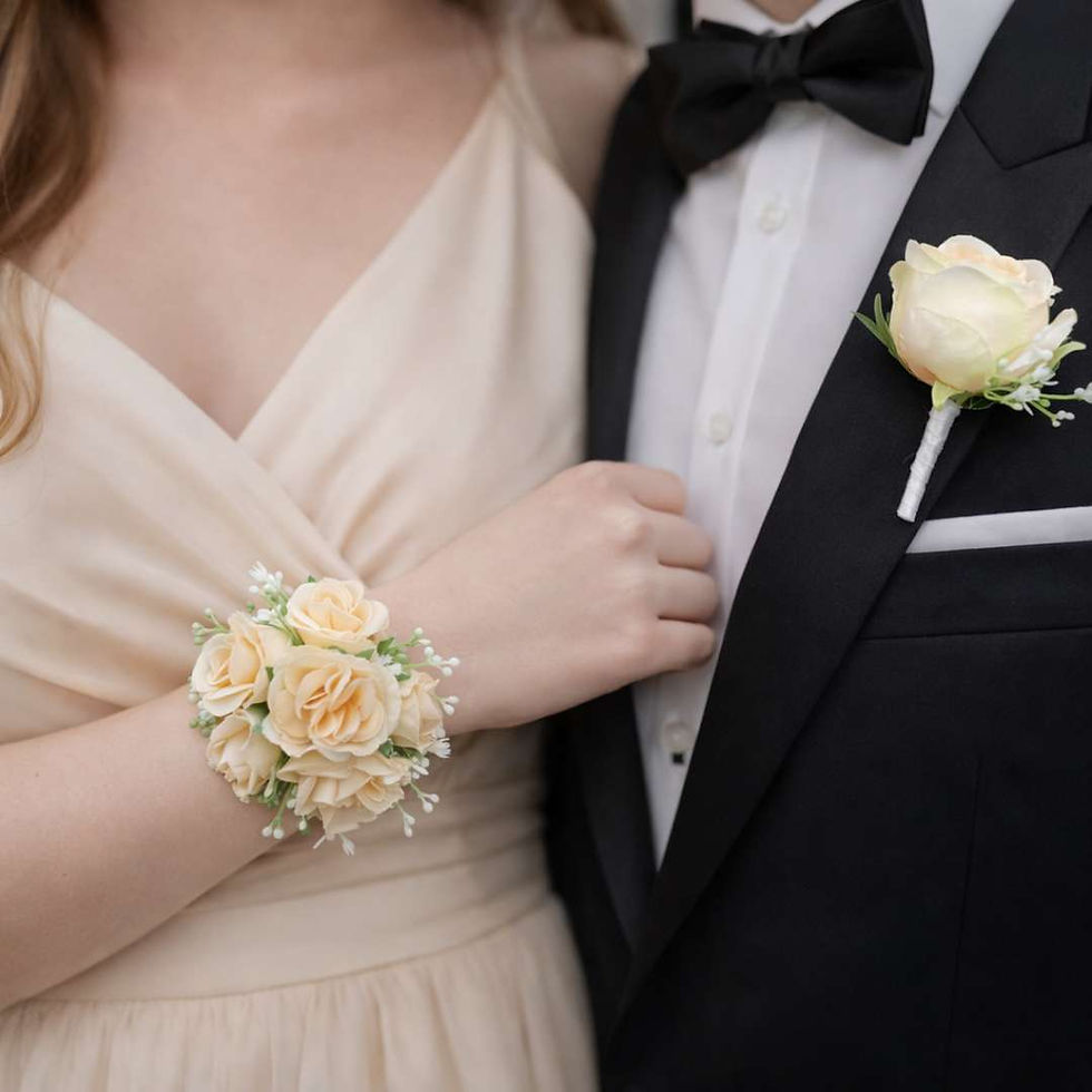 Champagne Spray Rose Corsage Set