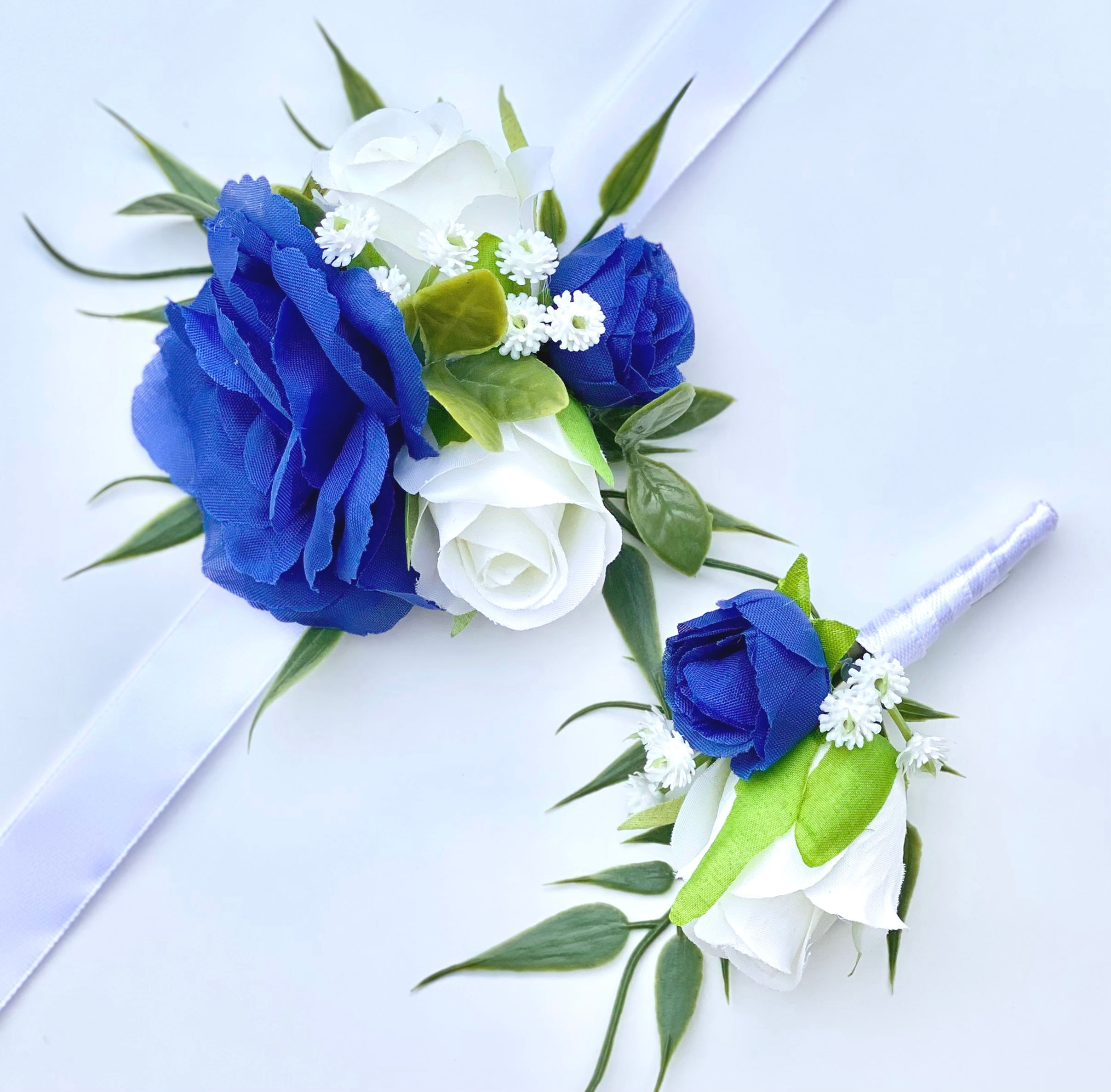 Rustic Blue Rose Corsage Set