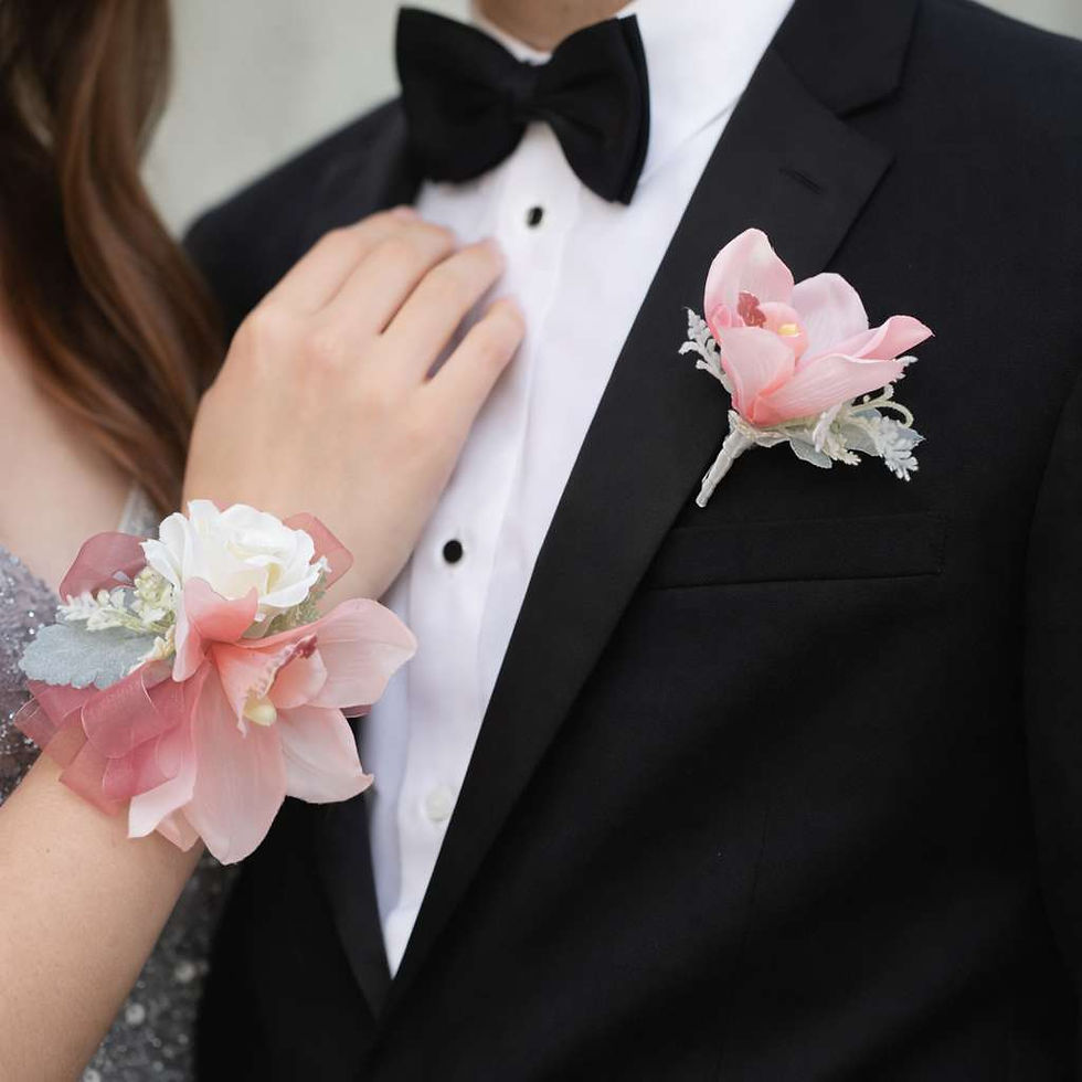 Orchid Pastels Wrist Corsage And Buttonhole