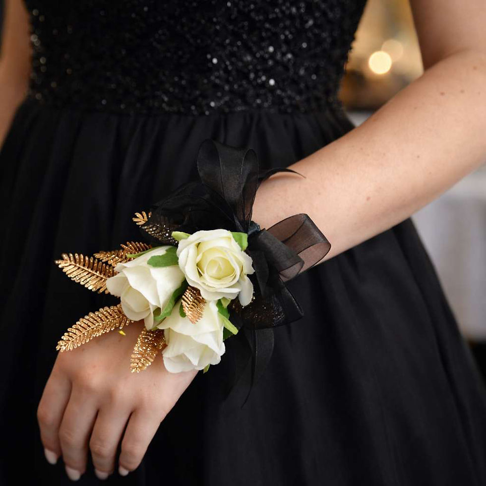 Black And White Golden Leaf Corsage
