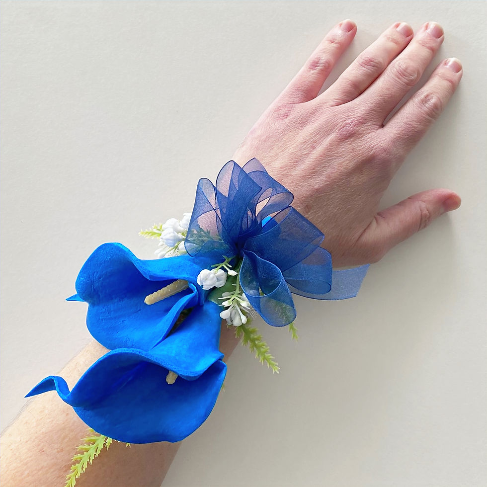 Blue Calla Lily Wrist Corsage