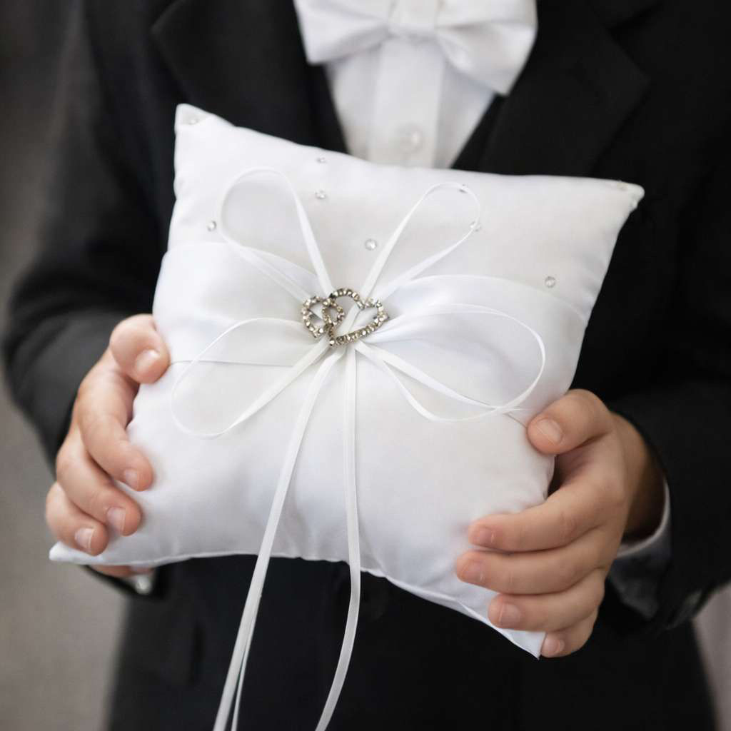 White Satin Ring Cushion