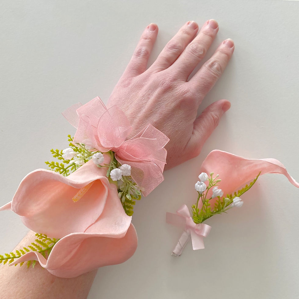 Pink Calla Lily Wrist Corsage Set