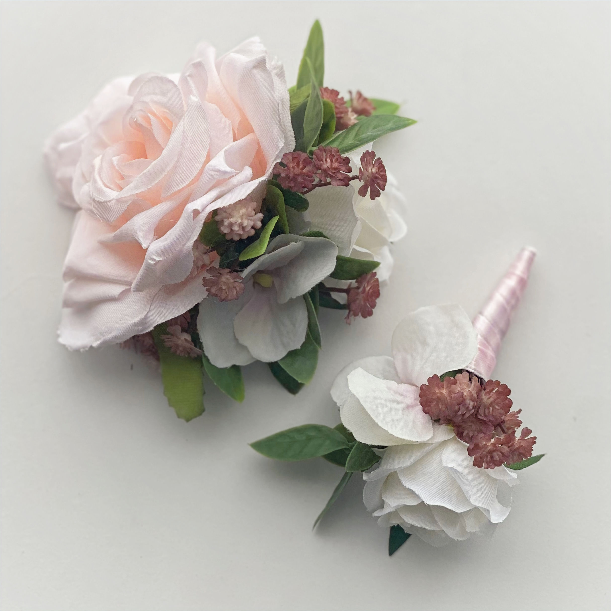 Rustic Pink Rose Corsage Set