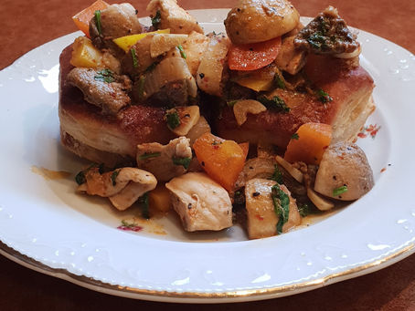 קונכיות ממולאות בחזה עוף פטריות ופלפלים