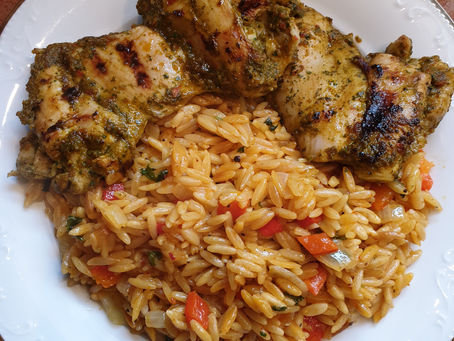 סטייק פרגית במרינדת צ'ימיצ'ורי בליווי פתיתי אורז🤗