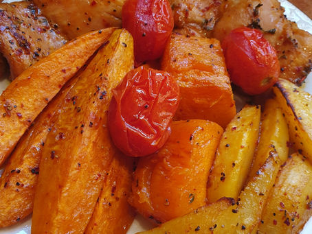 פרגיות וירקות צלויים בתנור😋