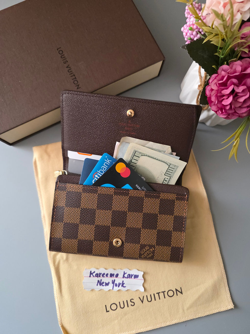Authentic Damier Ebene Tresor Wallet