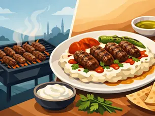 Izgarada Pişen Köftelerin Alinazik Sunumu