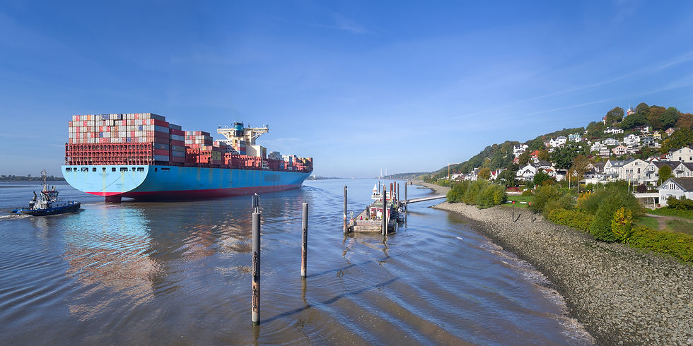 Fahrradtour Hamburg Elbe & Blankenese Tour: Containerschiff vor Blankenese