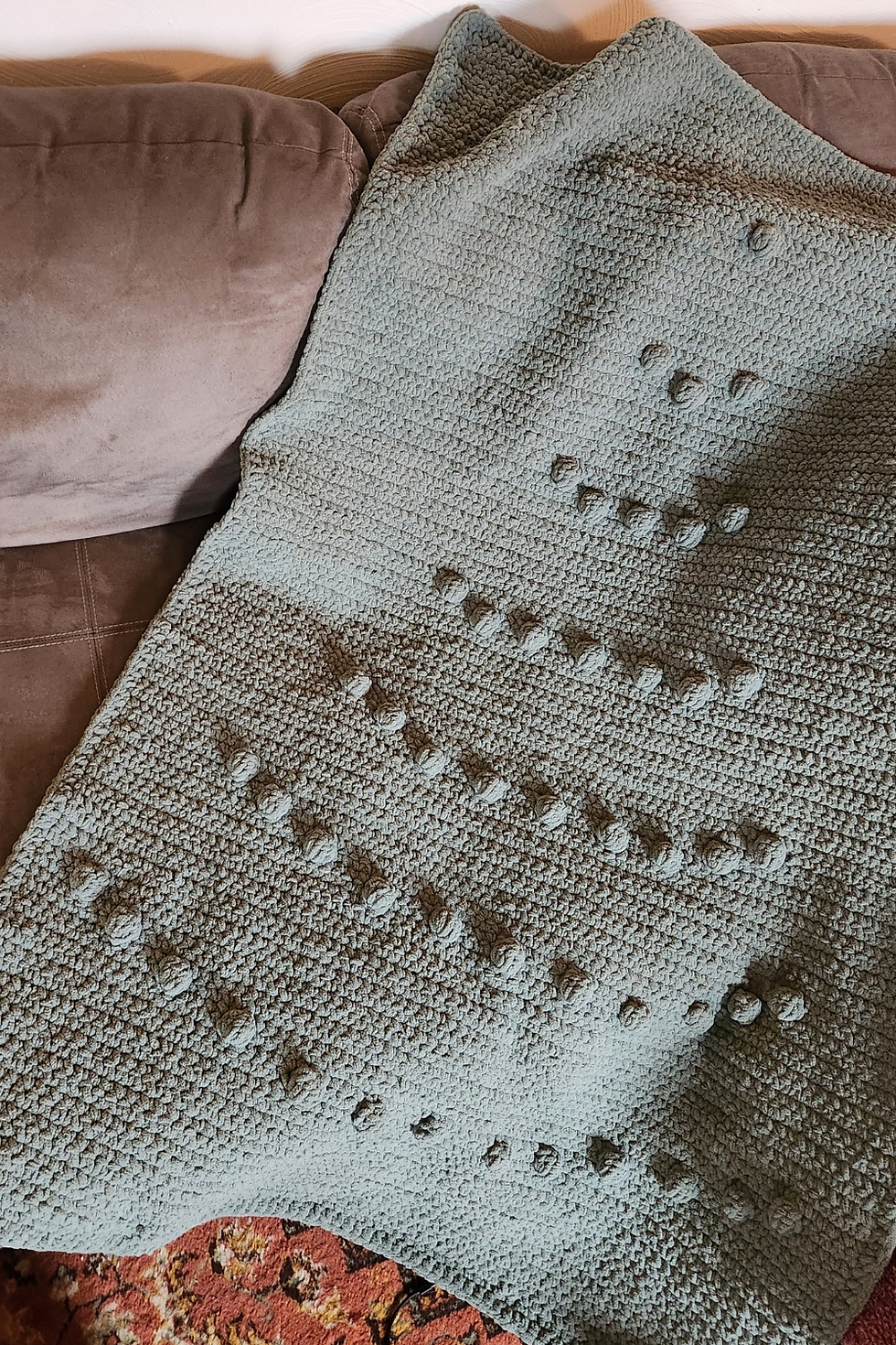 Crochet Christmas Blanket Throw on couch