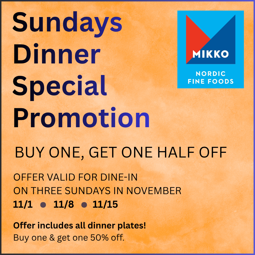 BOGO 50% OFF Dinner Deal: November Sundays