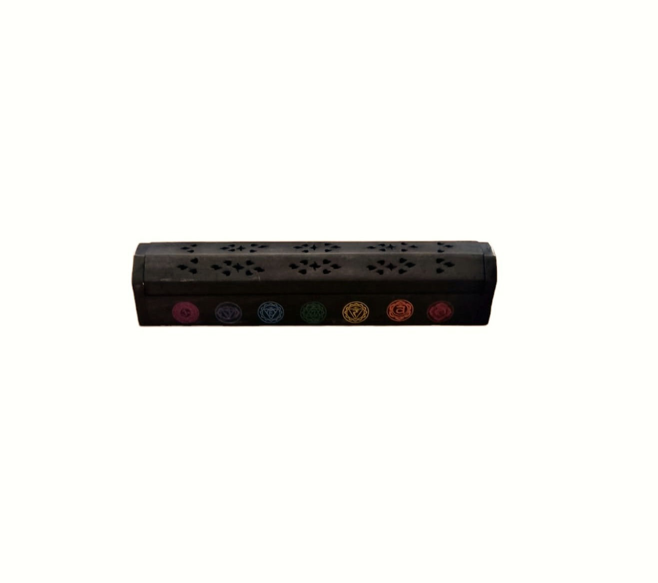Horizontal Chakra Wooden Incense Box (Black)