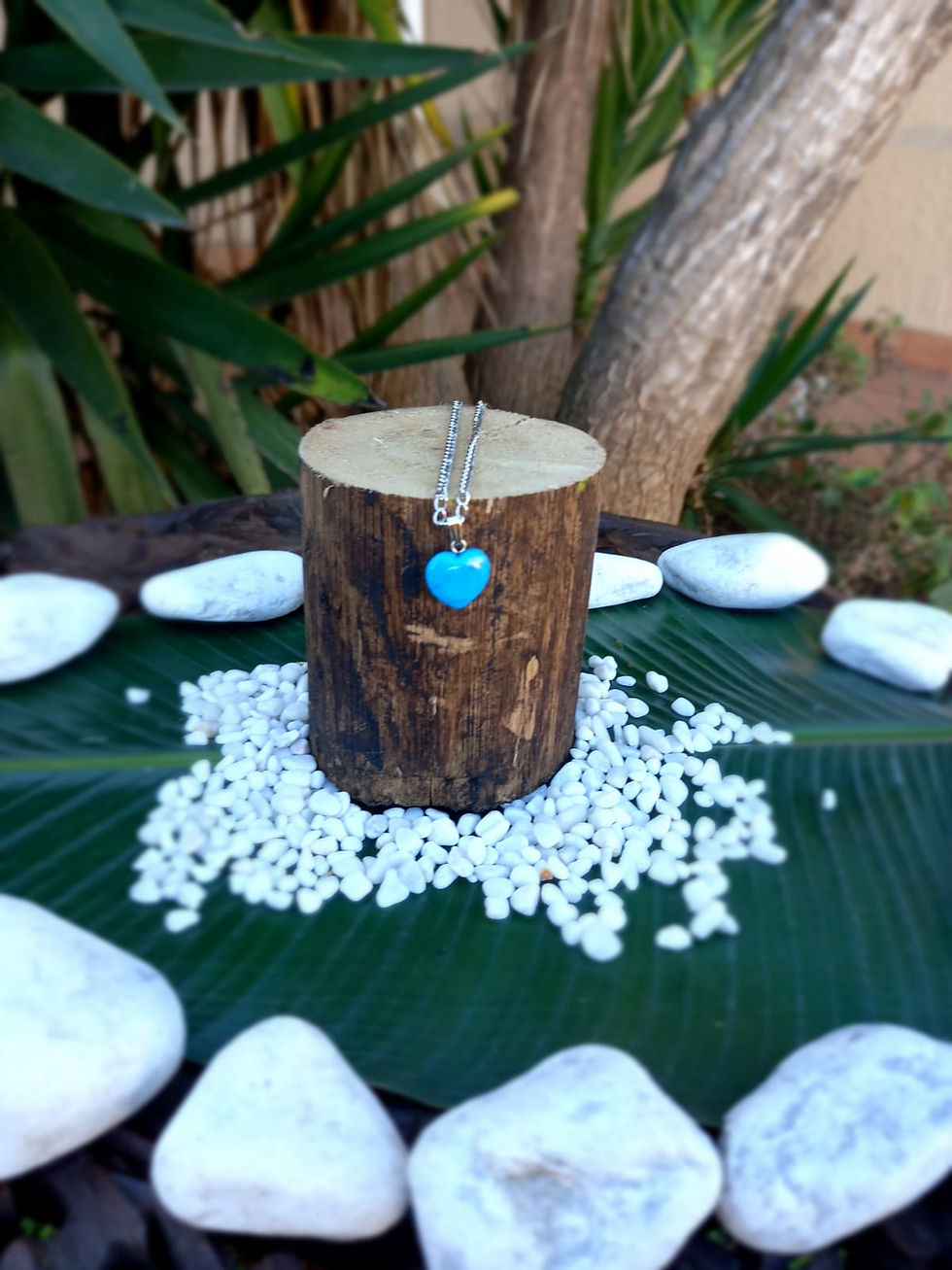 Blue Howlite Heart Necklace