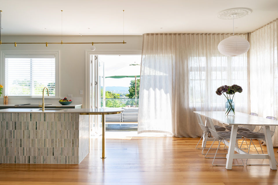Creative studio with polished concrete floors and warm interior styling.