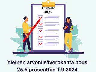 Arvonlisävero nousi 25,5 prosenttiin 1.9.2024
