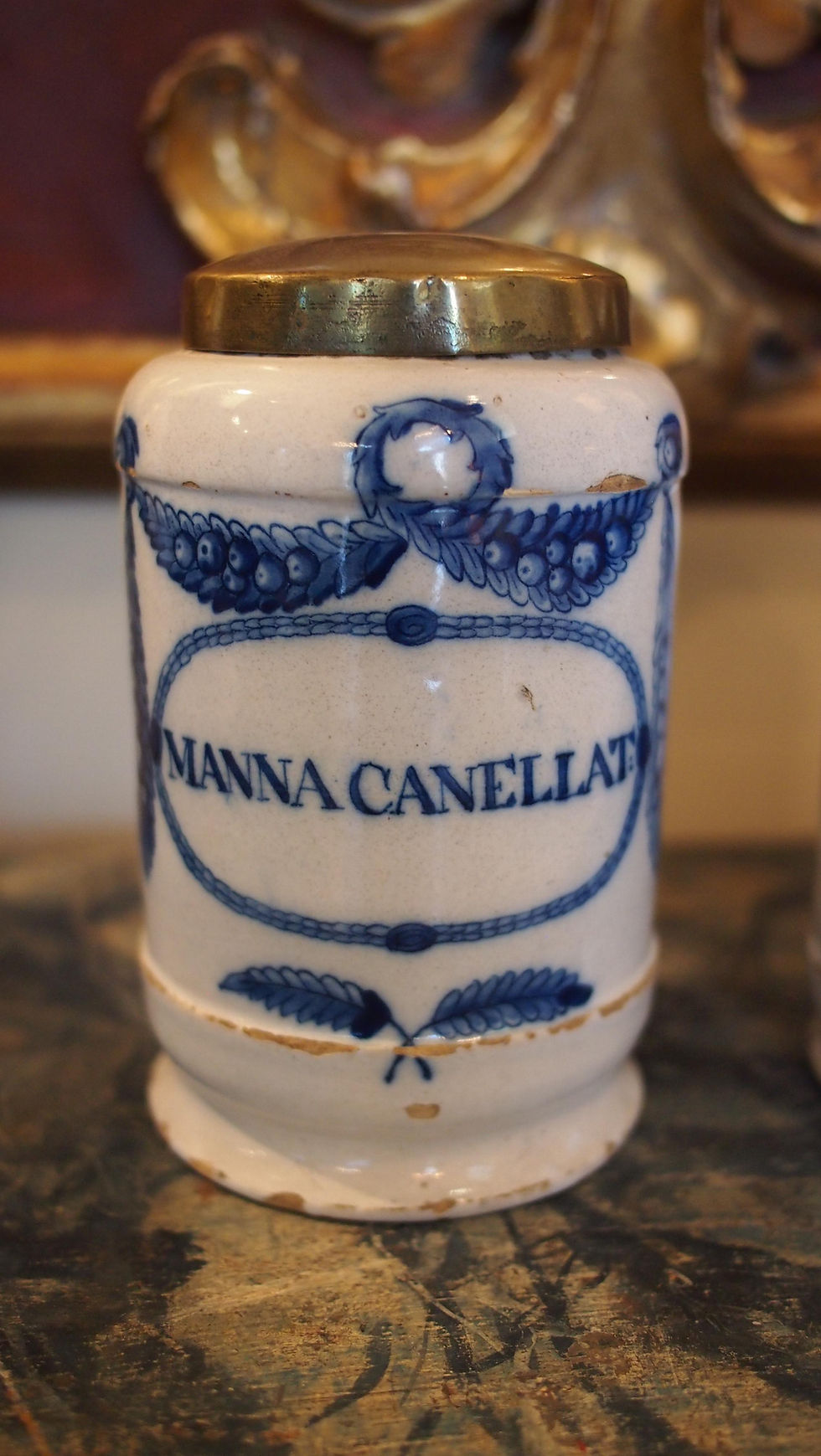 Thumbnail: PAIR OF 18TH C. BLUE AND WHITE APOTHECARY JARS