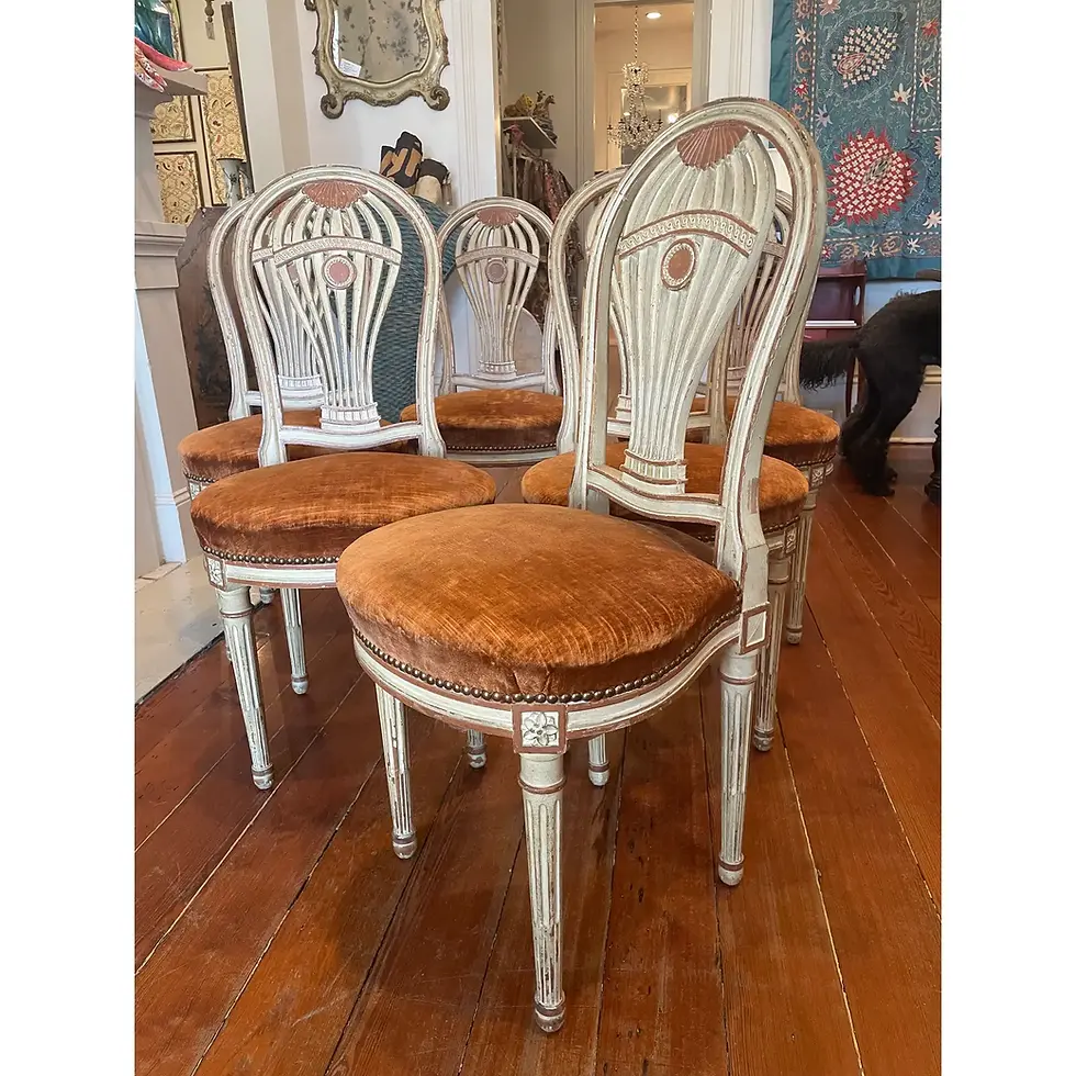 Thumbnail: Set of 6 French Balloon Back Dining Chair