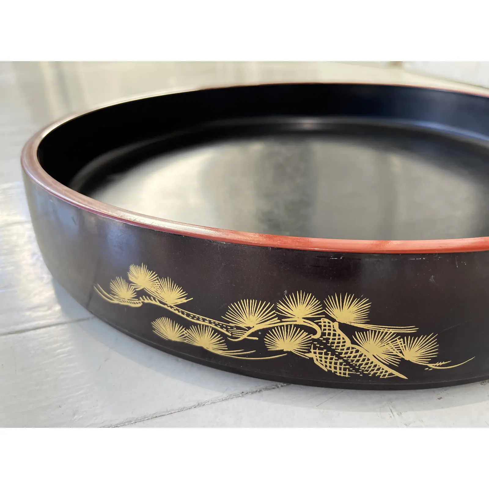 Mid 20th Century Japanese Circular Lacquer Tray Balzac Antiques
