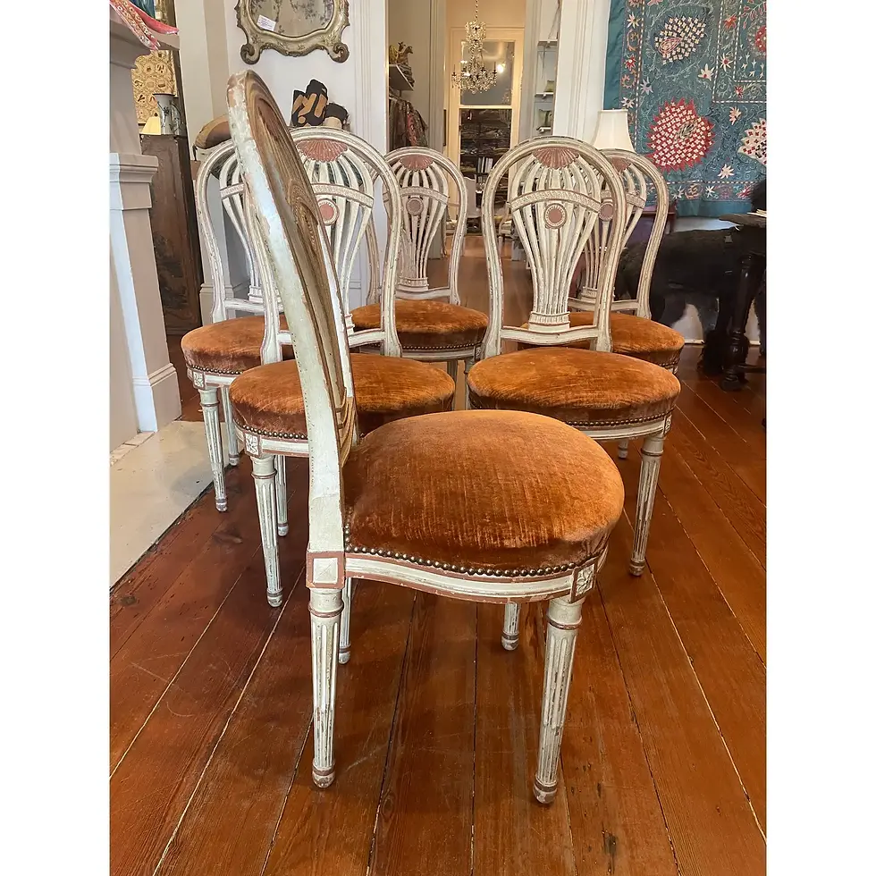 Thumbnail: Set of 6 French Balloon Back Dining Chair