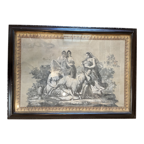 19th Century Large Neoclassical Mythological Grisaille Panel on Paper