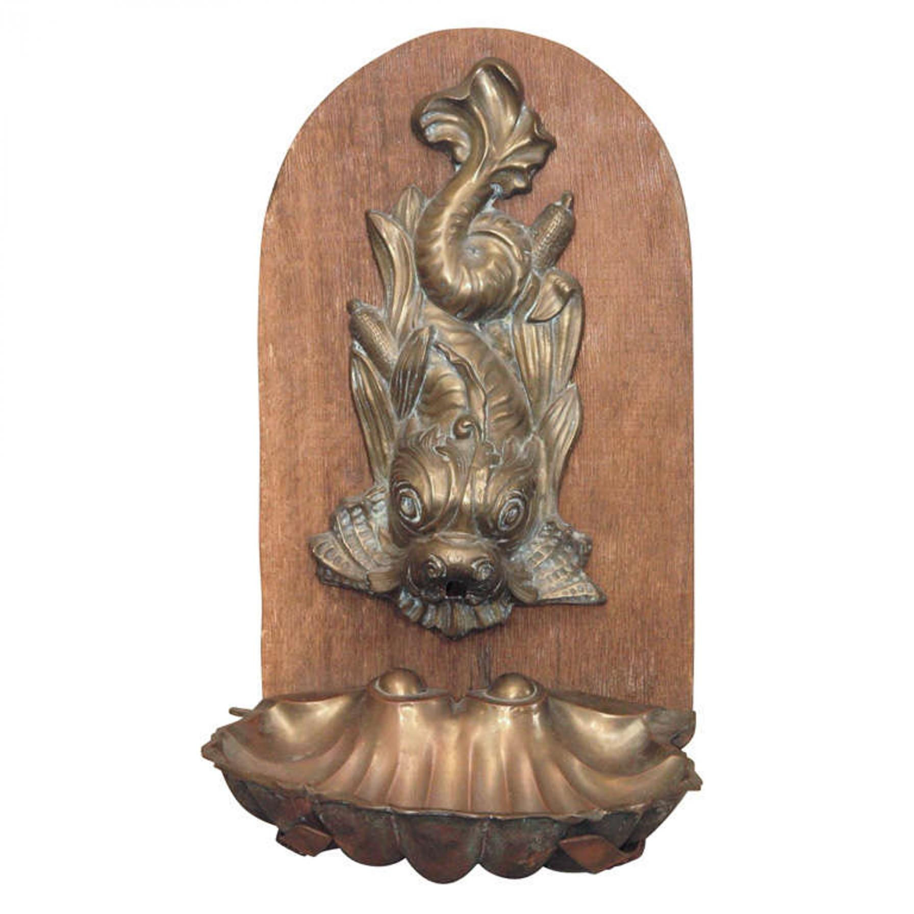 REPOUSSE FOUNTAIN OR LAVABO WITH A DOLPHIN AND SEASHEL