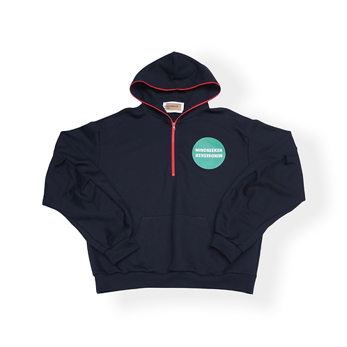 Half zip ROSE graphic hoodie / Black