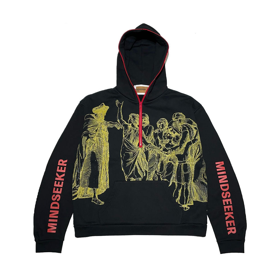 Thumbnail: Half zip MURAL graphic hoodie / Black