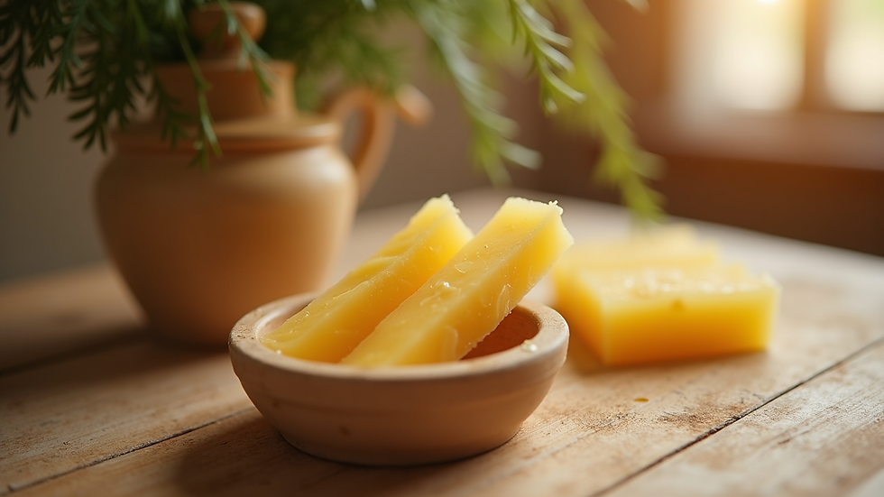 Close-up view of waxing strips and warm wax pot ready for use
