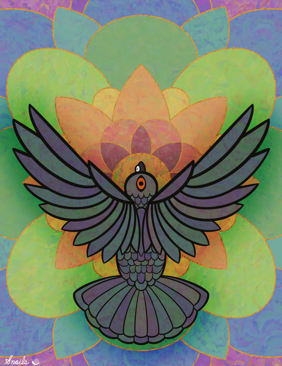 Pigeon in Stained Glass
