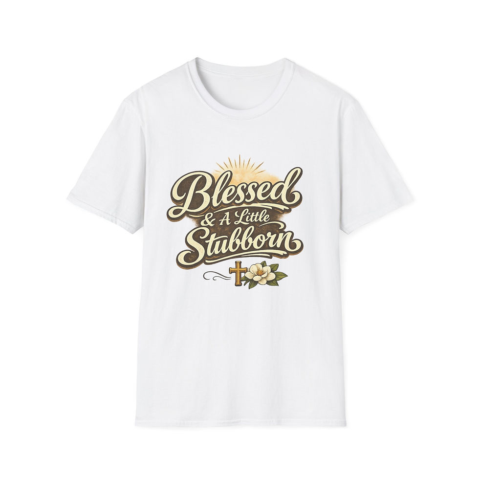 Thumbnail: Blessed & A Little Stubborn T-Shirt — Faith-Inspired Christian Graphic Tee