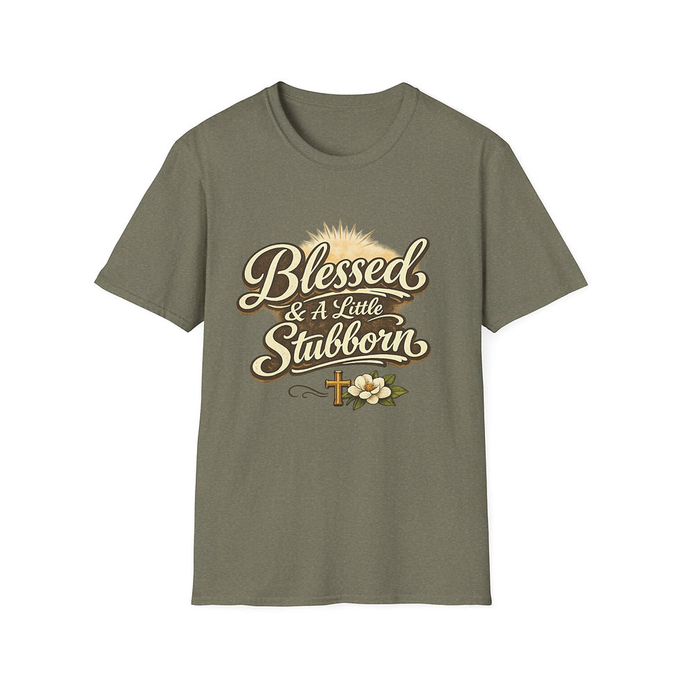 Thumbnail: Blessed & A Little Stubborn T-Shirt — Faith-Inspired Christian Graphic Tee