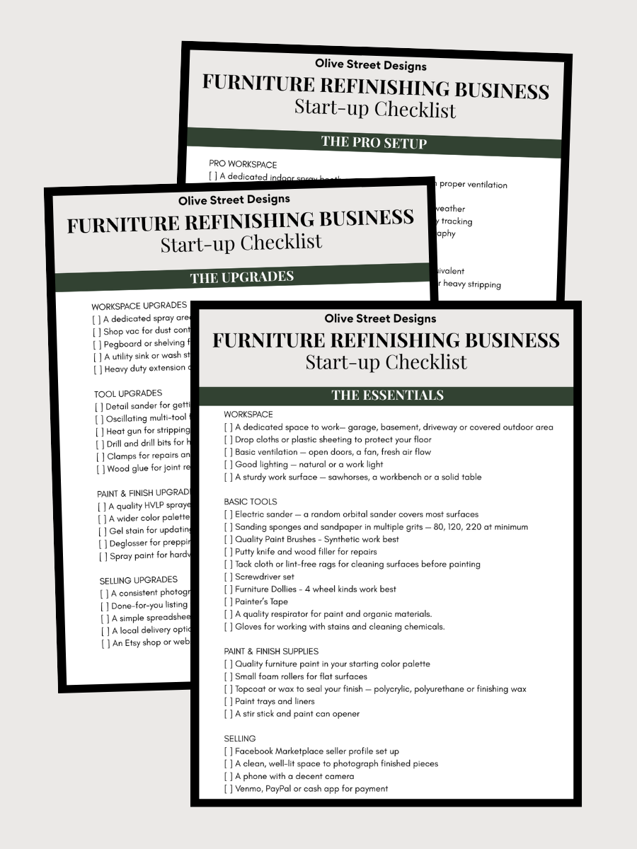 FURNITURE REFINISHING BUSINESS START UP CHECKLIST