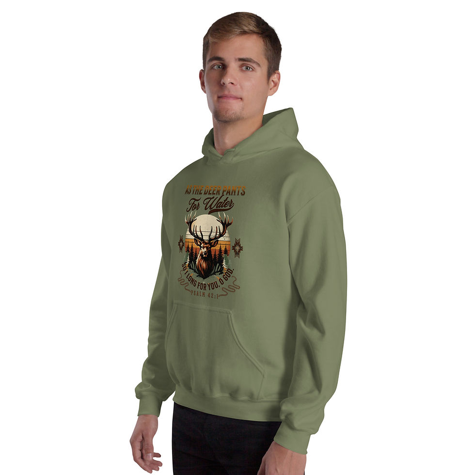 Thumbnail: Christian Hunting Hoodie - Psalm 42:1 Deer Sunset Design