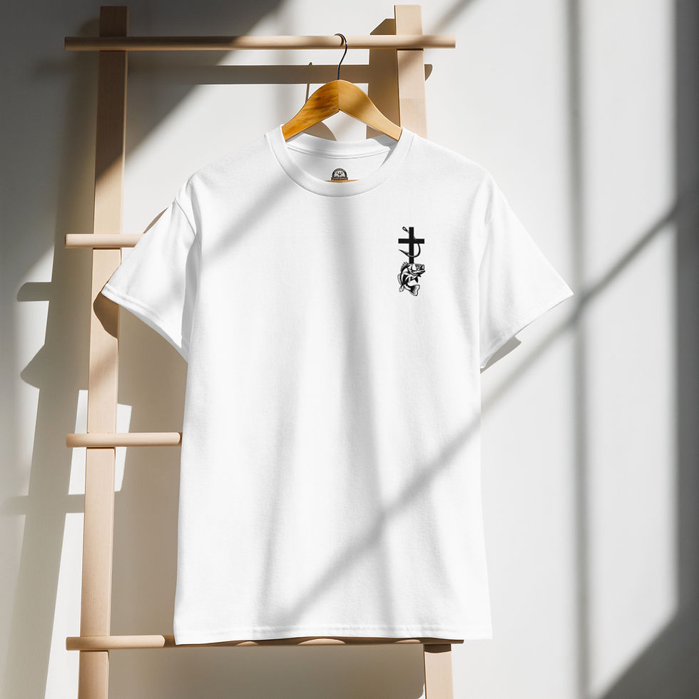 Thumbnail: White t-shirt with small cross design