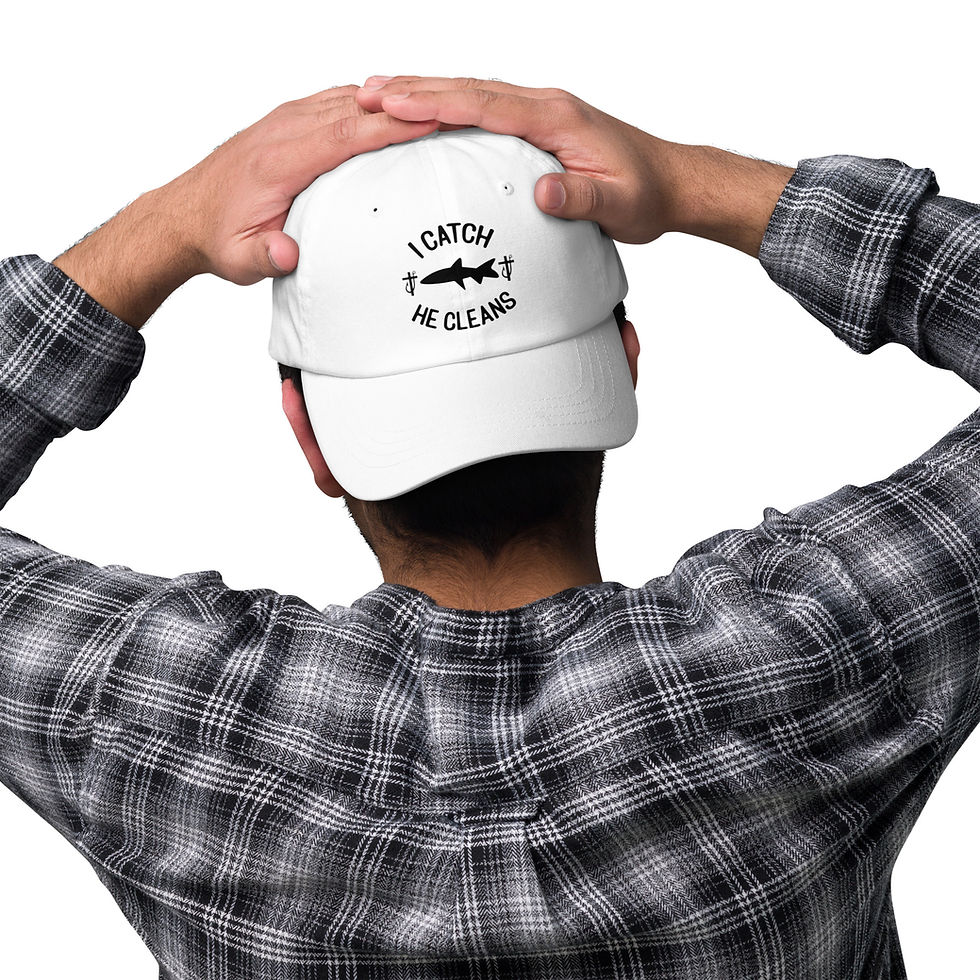 Thumbnail: Man wearing a white I catch, He cleans (Mark 1:17) twill hat