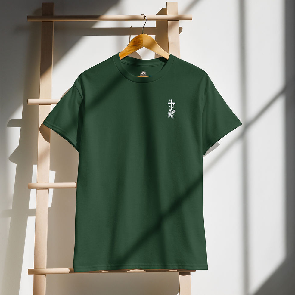 Thumbnail: Dark green short sleeve tee with small embroidered design